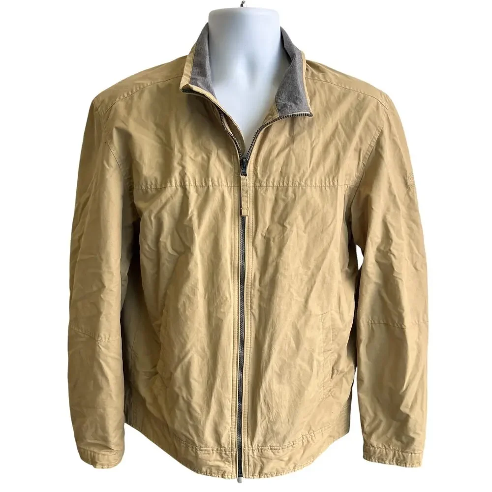 🌲 Timberland M Tan Full Zip Jacket Workwear Outdoors Gorpcore Y2K Fall Layer